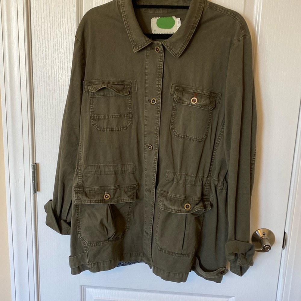 Anthropologies army jacket with sweater detail size xl